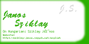 janos sziklay business card